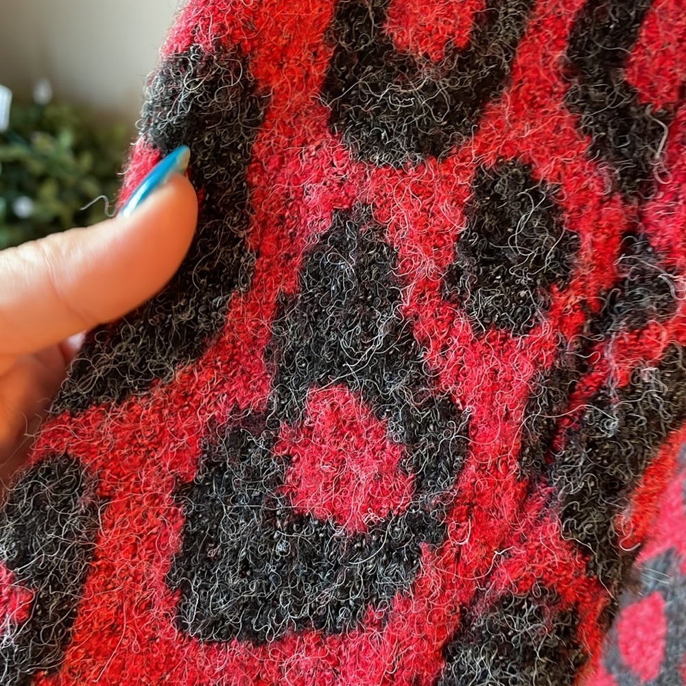 Joseph A Cheetah Red Black Open Front Collared Ca… - image 5